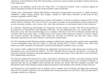 NPC urges Govt to reconsider NoC constraints on local journalists working for International Media