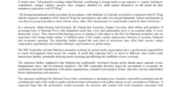 NPC urges Govt to reconsider NoC constraints on local journalists working for International Media